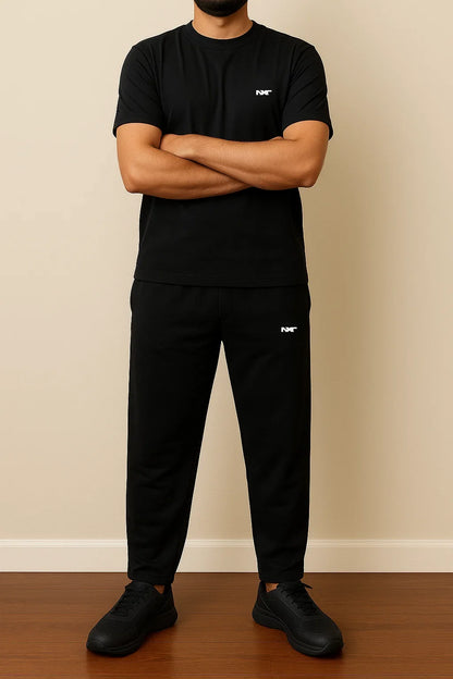 Front view of Men’s Black 3-Piece Tracksuit Set