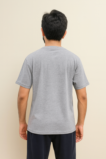 Nxtwears men’s grey t-shirt and navy shorts set back view – casual athleisure wear