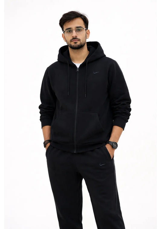 Nxtwears Unisex Winter Premium Black Zipper Hoodie & Trouser Set