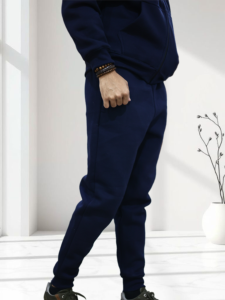 Bottom view of Men wearing Navy-blue Jogger pants